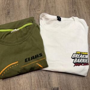Vintage Tshirt Bundle Khaki Green Lexion Claas & Iron Pony Sz XL Farmcore
